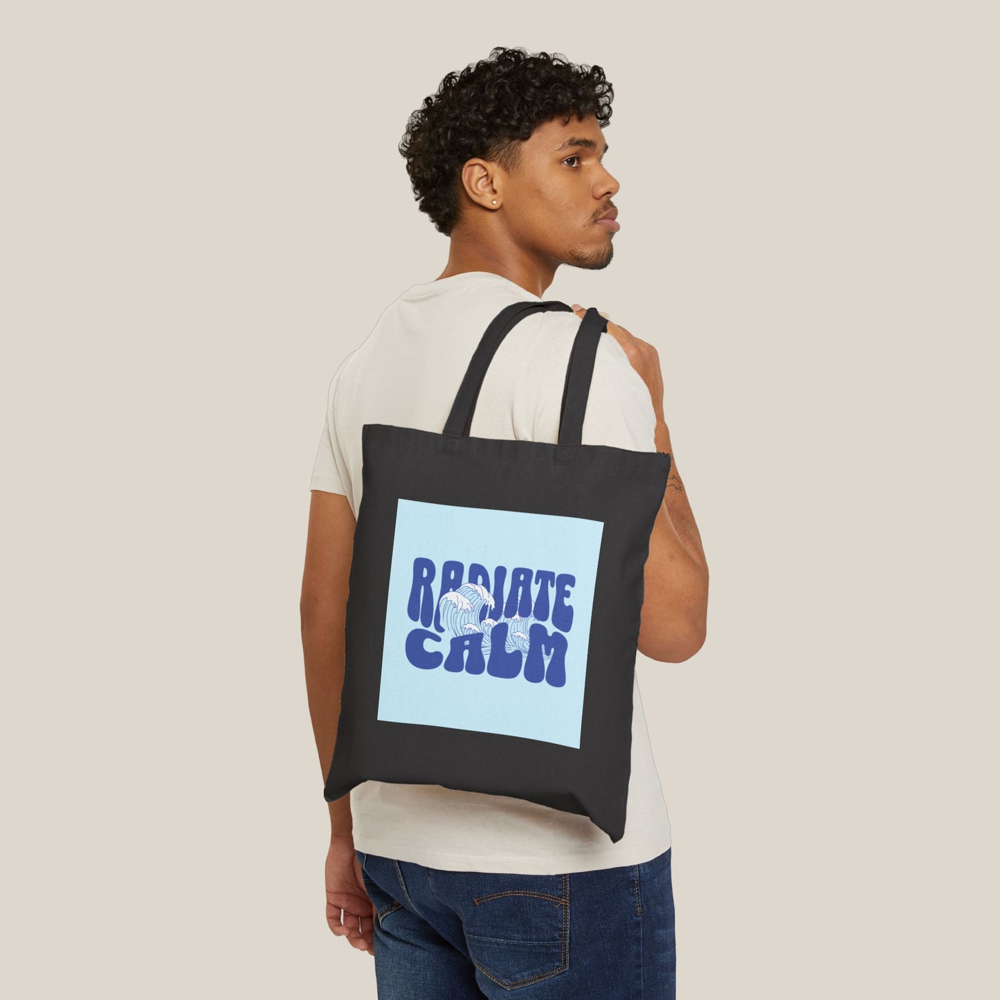 Canvas Tote Bag - Radiate Calm Waves Design