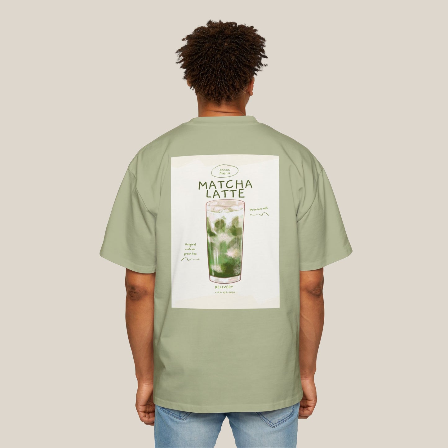 Matcha Latte Oversized Tee, Casual Unisex Shirt, Relaxed Fit T-Shirt