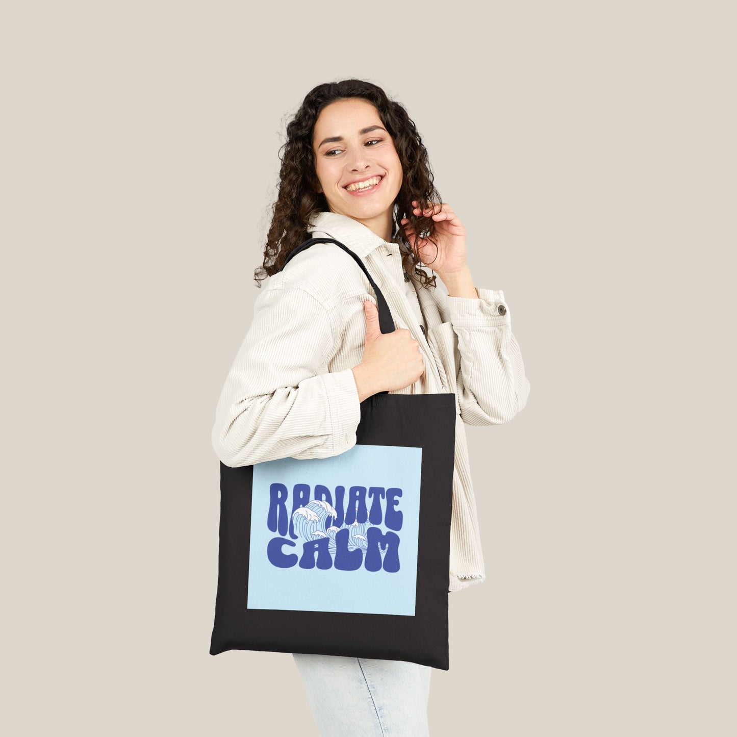 Canvas Tote Bag - Radiate Calm Waves Design