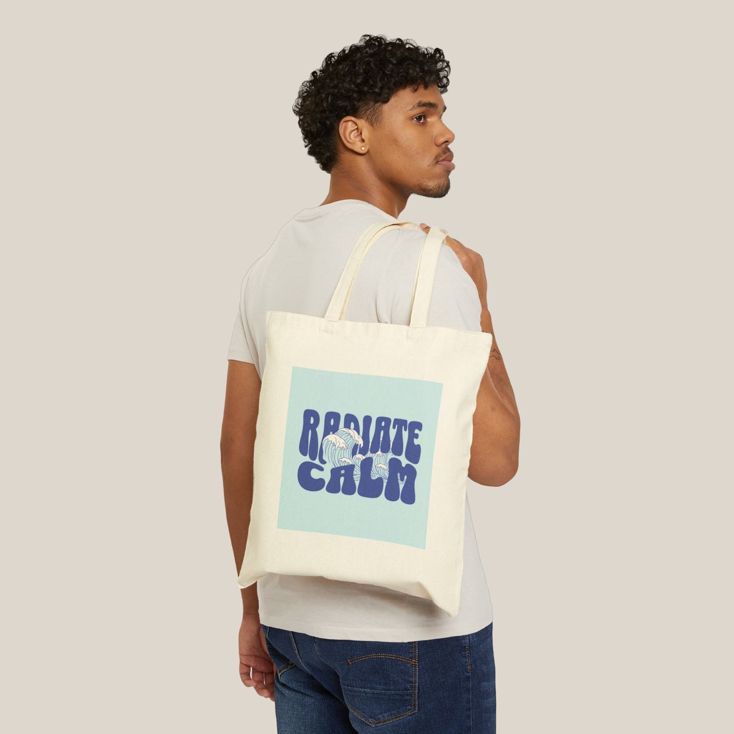 Canvas Tote Bag - Radiate Calm Waves Design