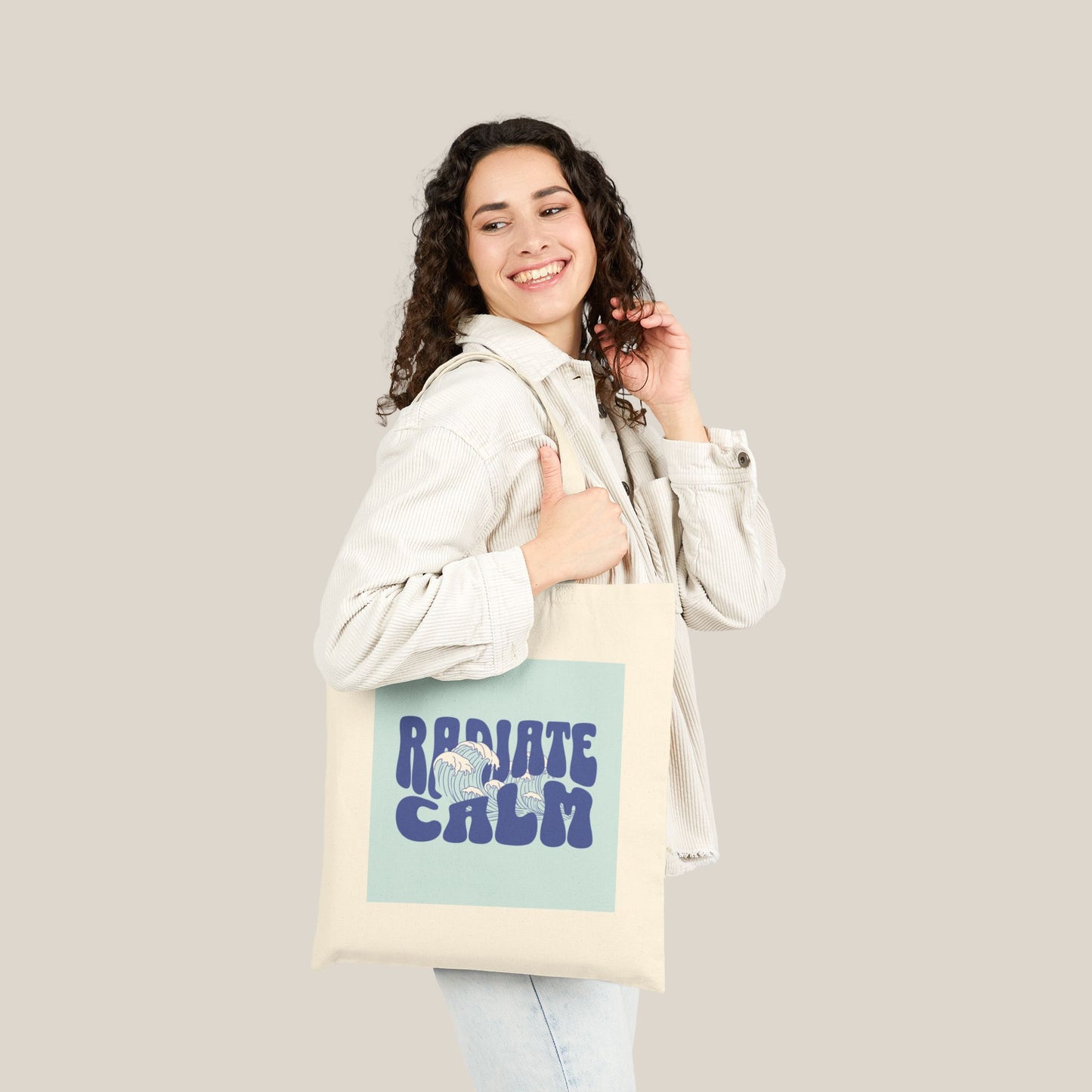 Canvas Tote Bag - Radiate Calm Waves Design